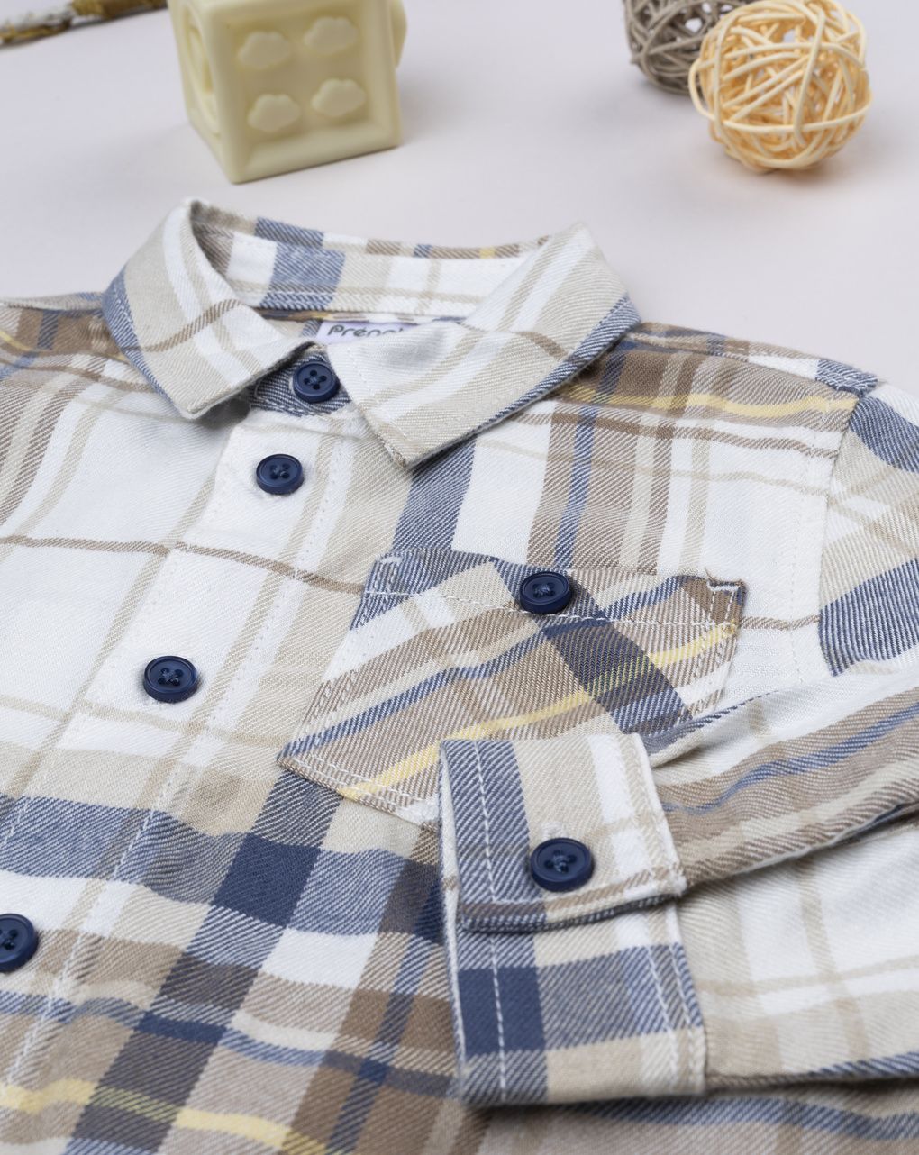 Camicia flanella bimbo giallo/blu
