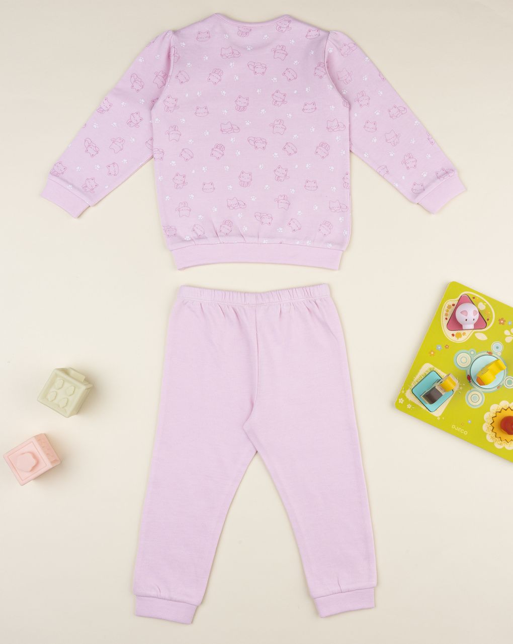 Pigiama felpato bimba rosa gatti