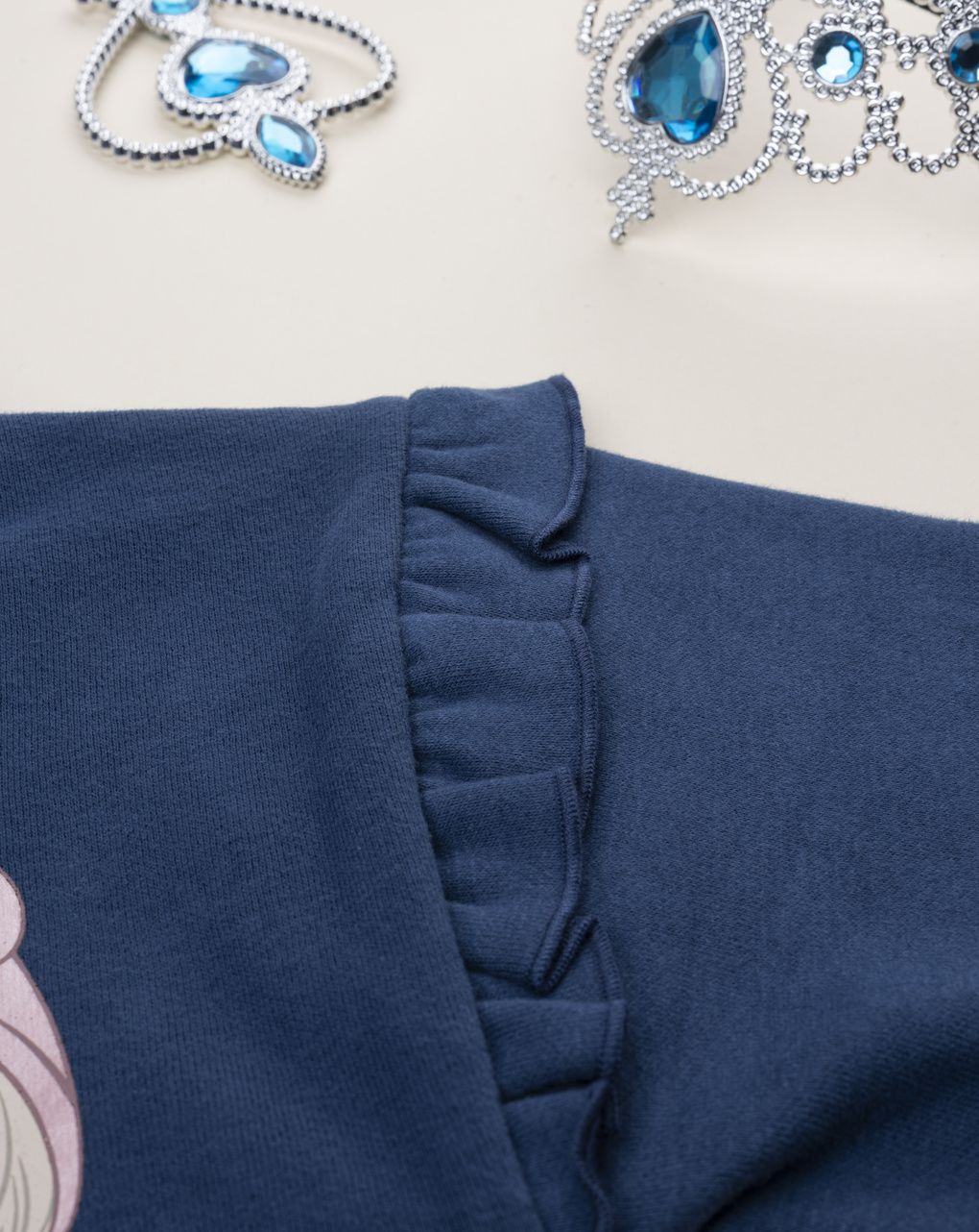 Completo jogging  felpato bambina blu/rosa