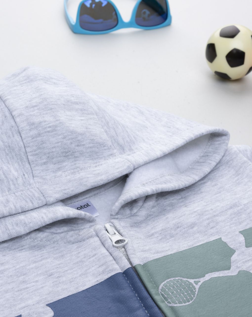 Completo jogging felpato bambino grigio/blu