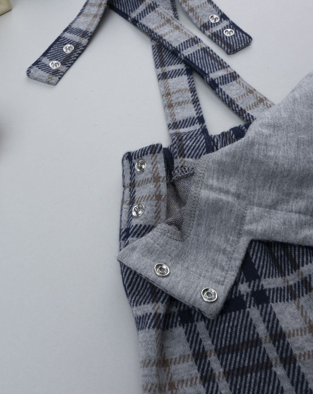 Salopette scozzese blu bimbo cagnolino