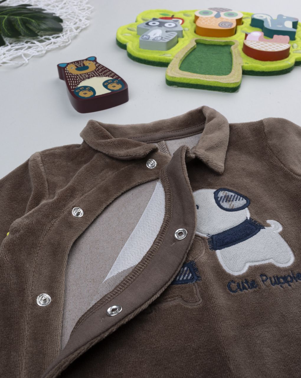 Tutina neonato marrone cagnolino