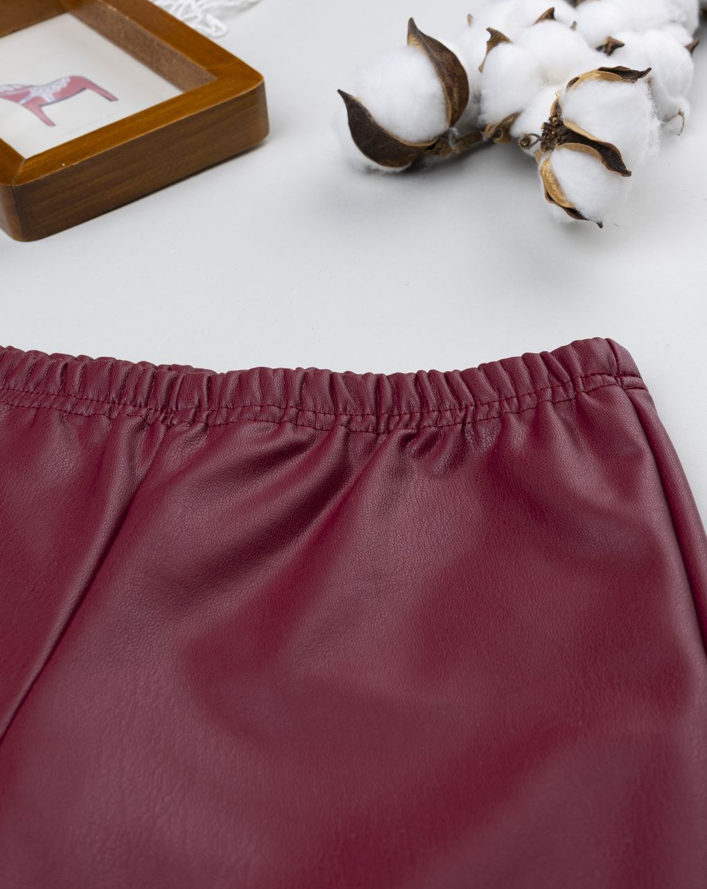Legging finta pelle bordeaux bambina