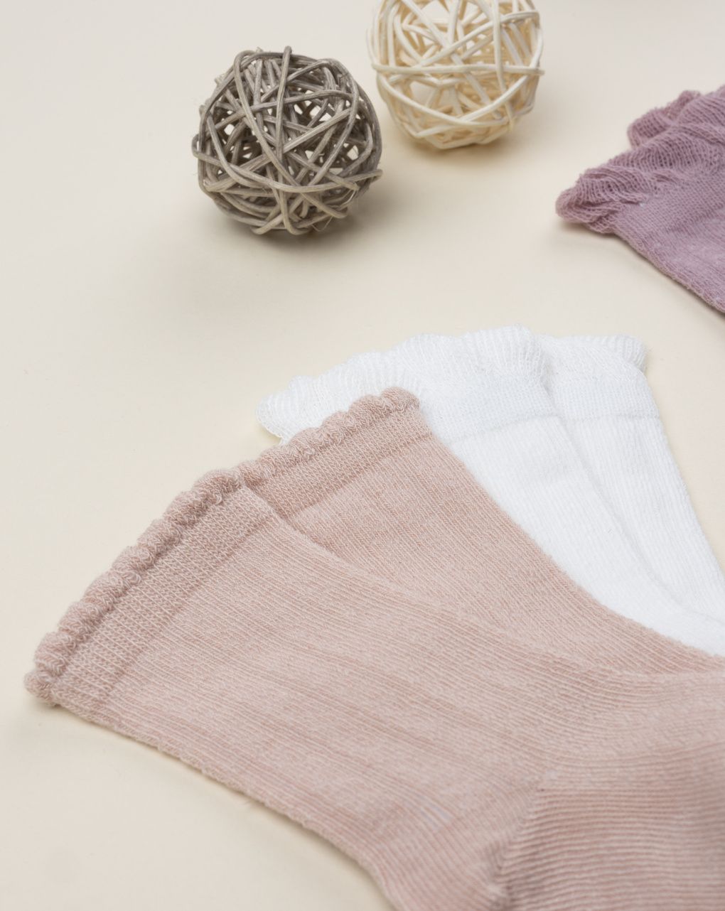 Pack 4 calze bimba rosa/bianco