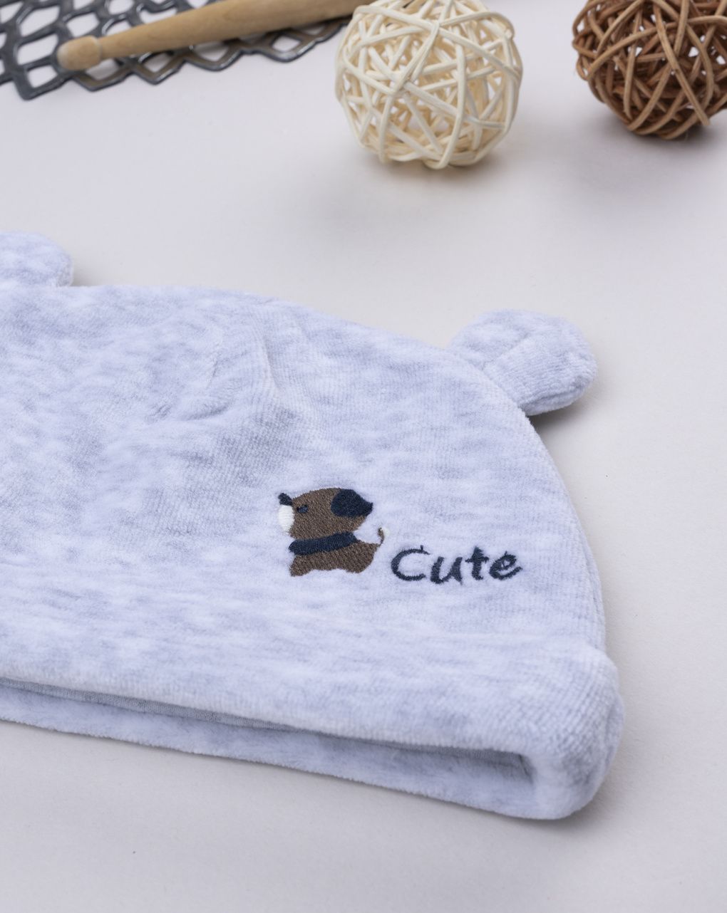 Berretto bimbo grigio cagnolino