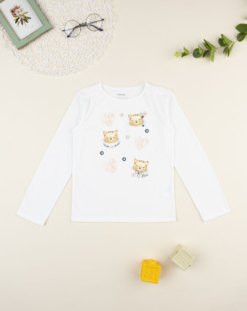 T-shirt bimba bianca stampata