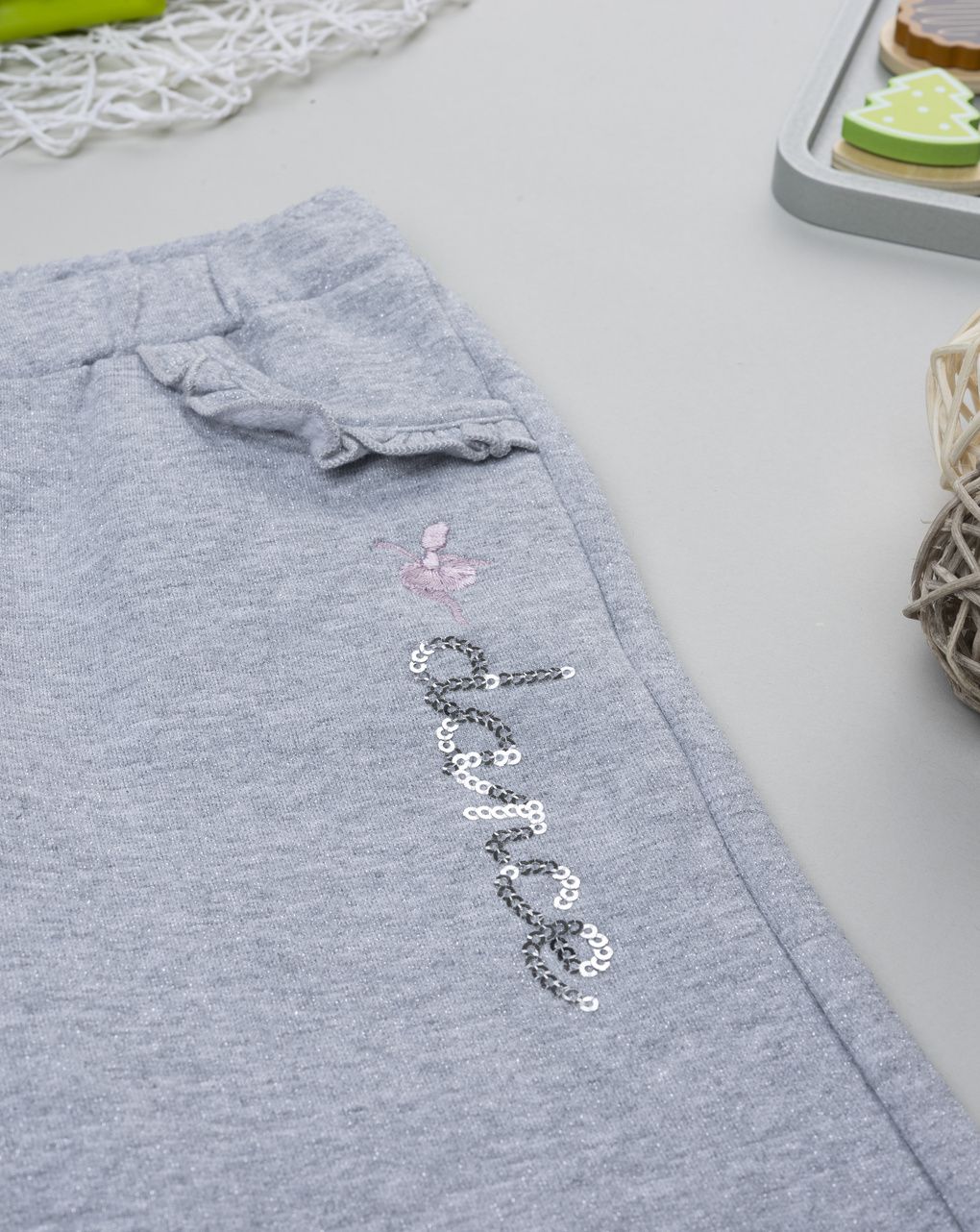 Pantalone bimba grigio frill tasche