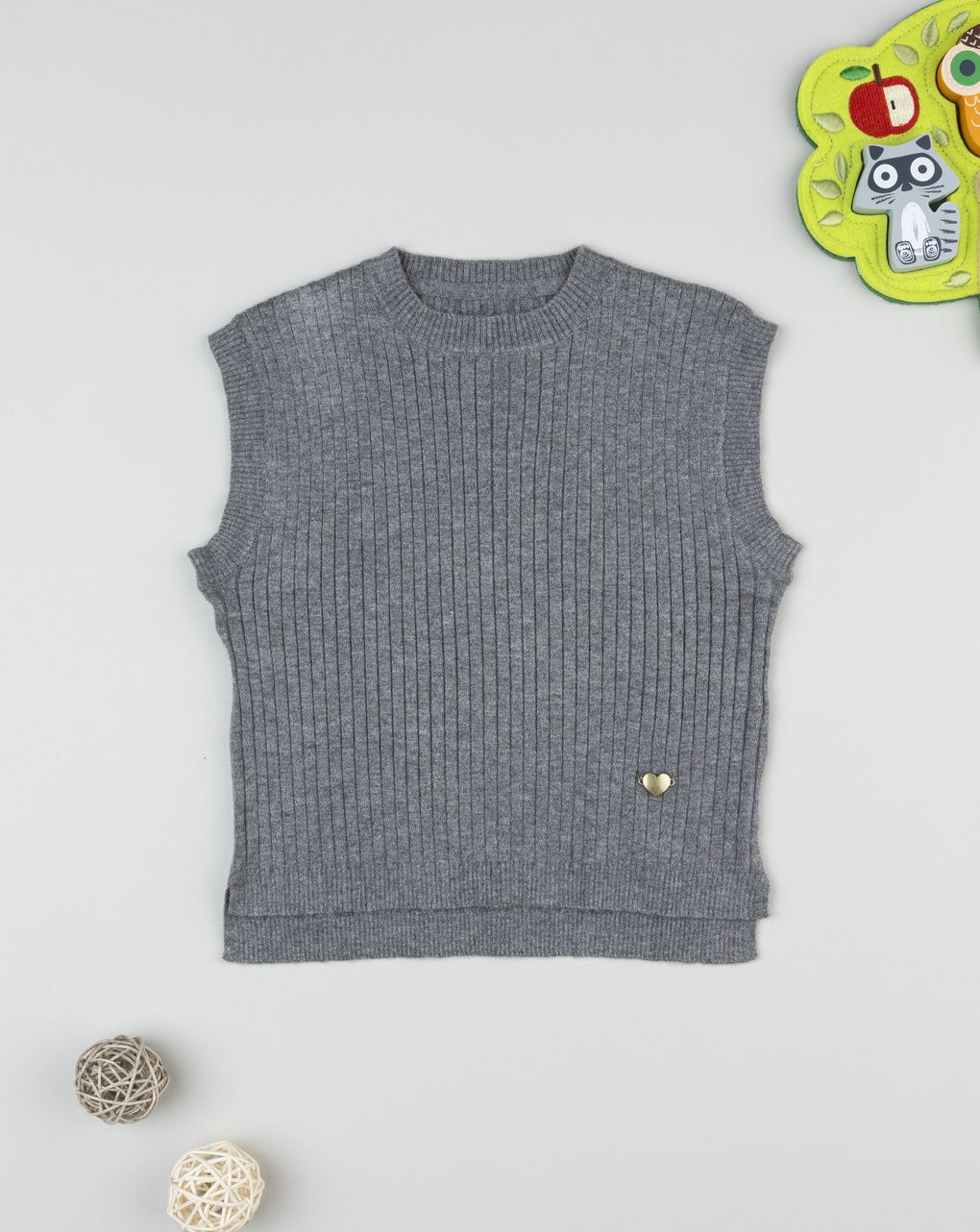 Gilet bambina tricot grigio