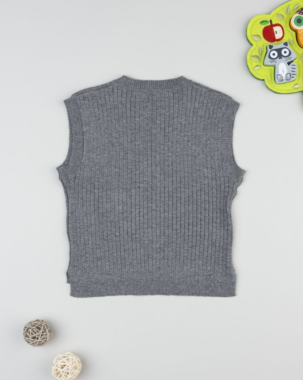Gilet bambina tricot grigio