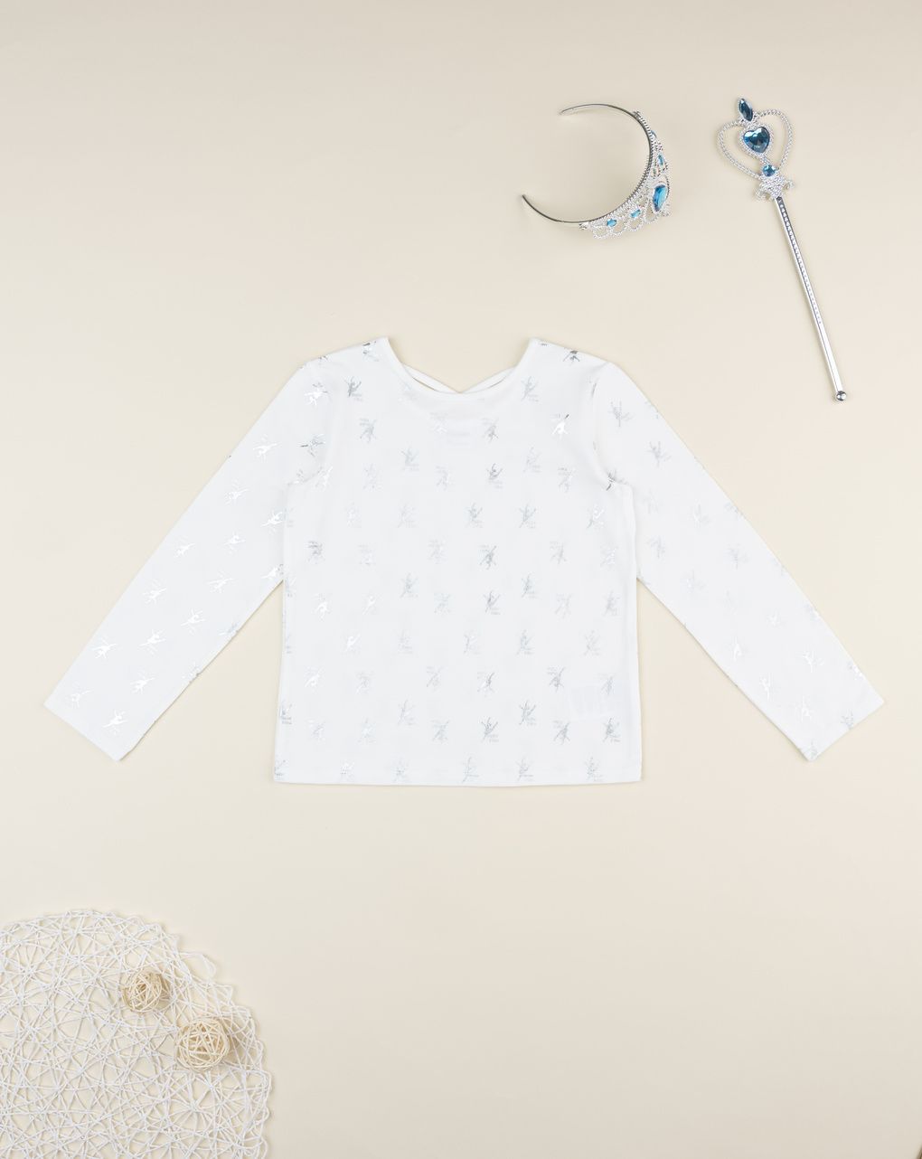 T-shirt bimba bianca ballerine allover