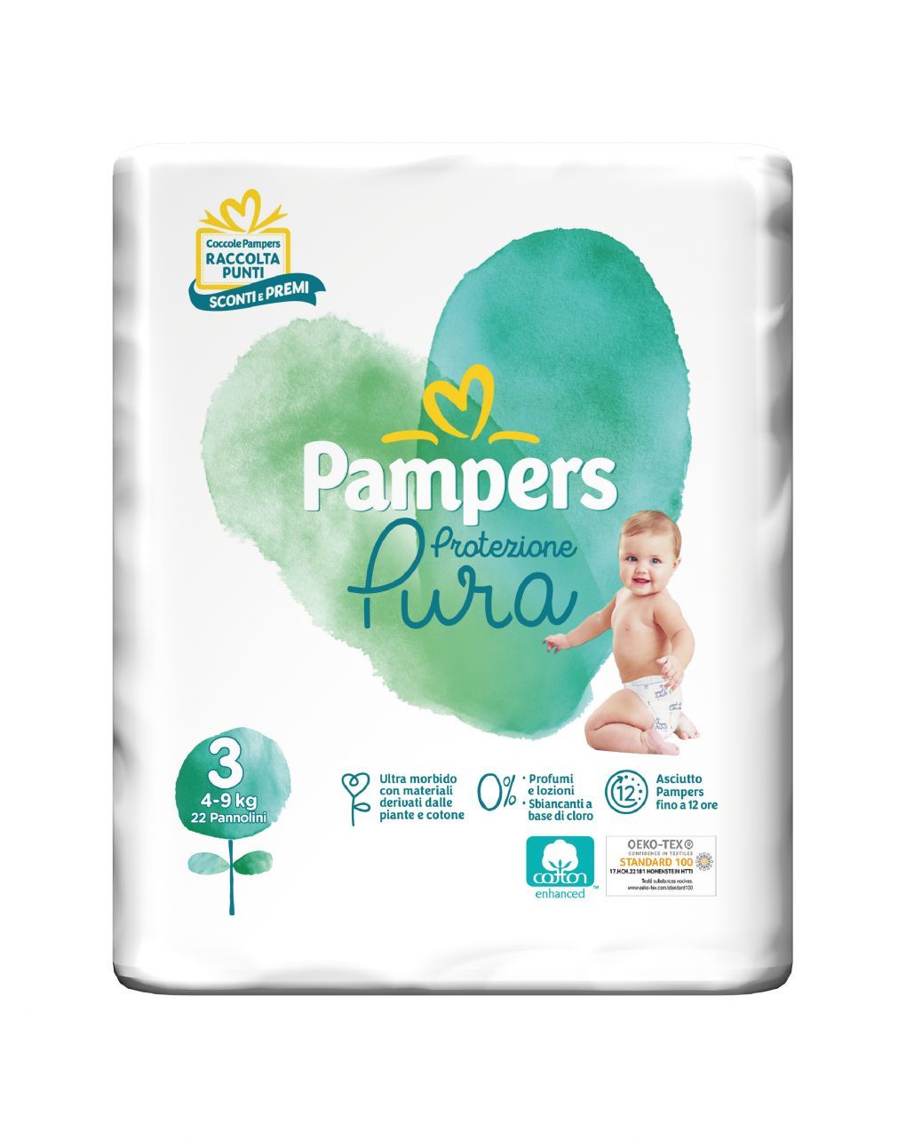 Pampers protezione pura midi (4-9kg) - 22pz