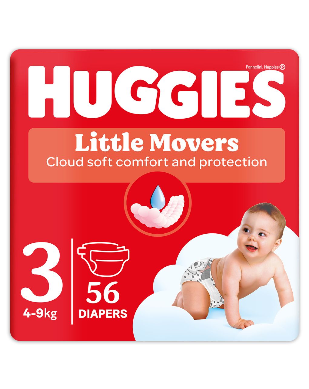 Pannolini little movers unisex grande t 3 56pz - huggies