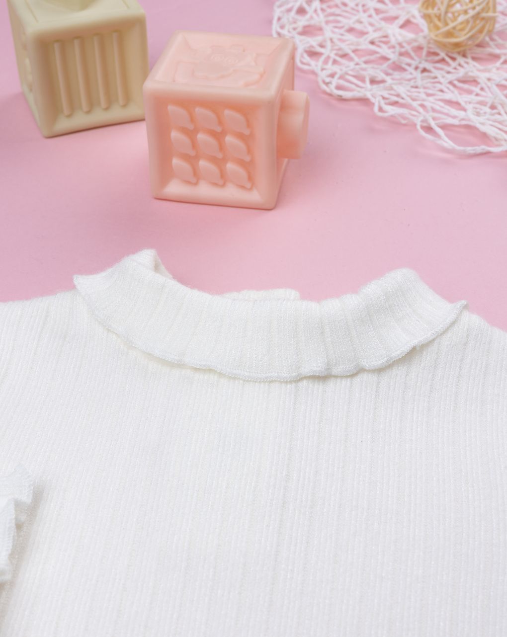 Lupetto bimba bianco coste