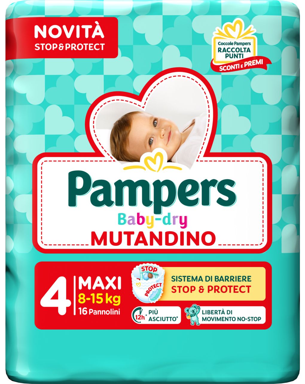 Pampers baby dry mutandino tg.4 maxi 7-18 kg - 16 pz