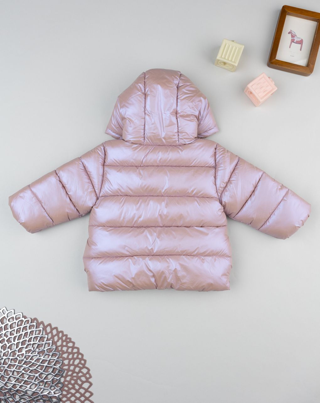 Piumino bimba rosa laminato
