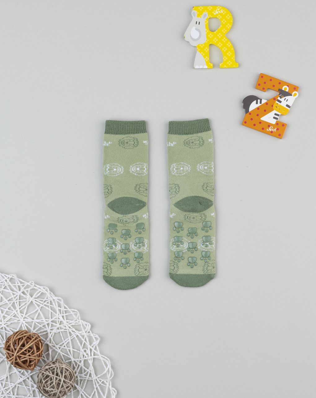 Antiscivolo bimbo verde "leoni"