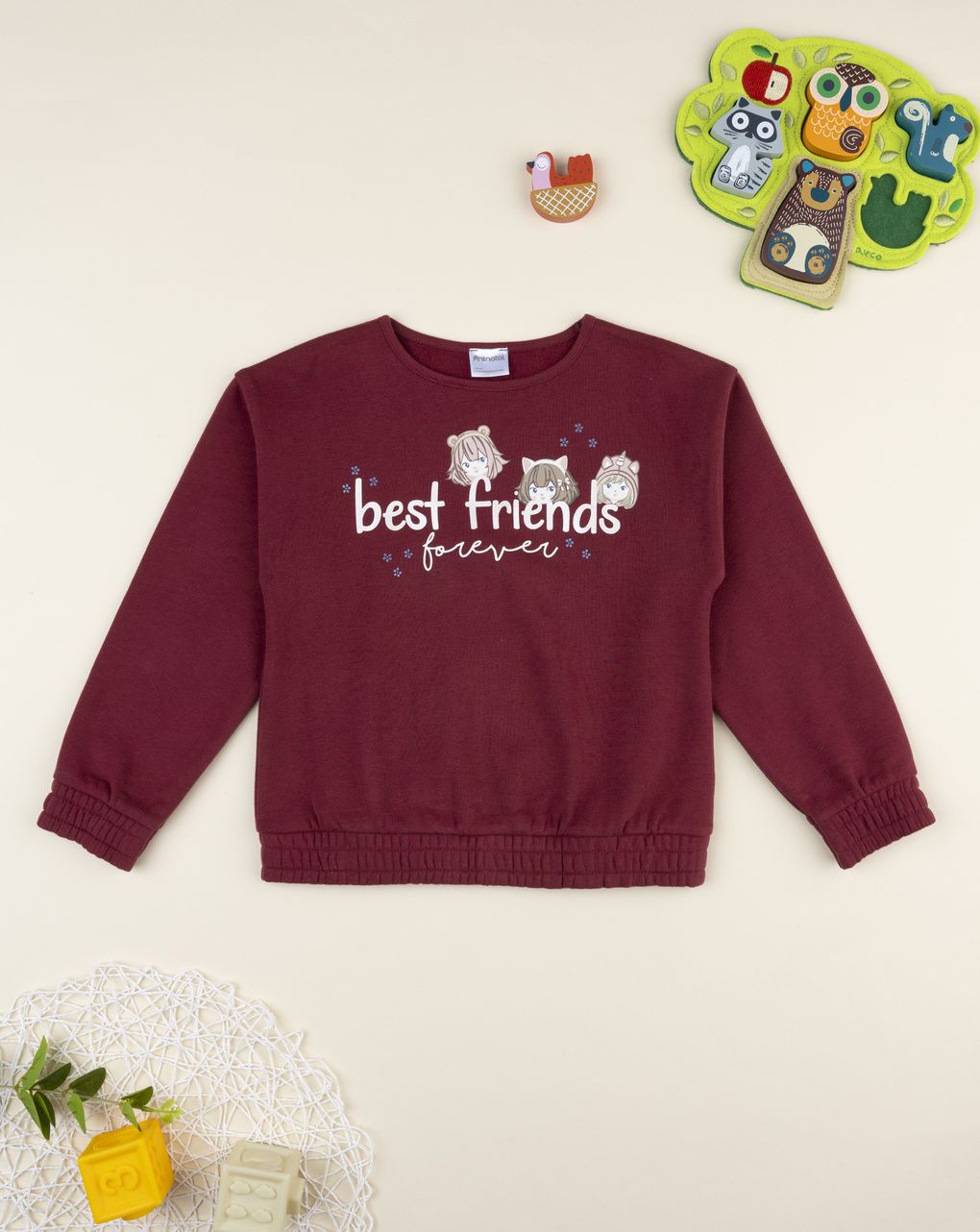Felpa bambina bordeaux best friends