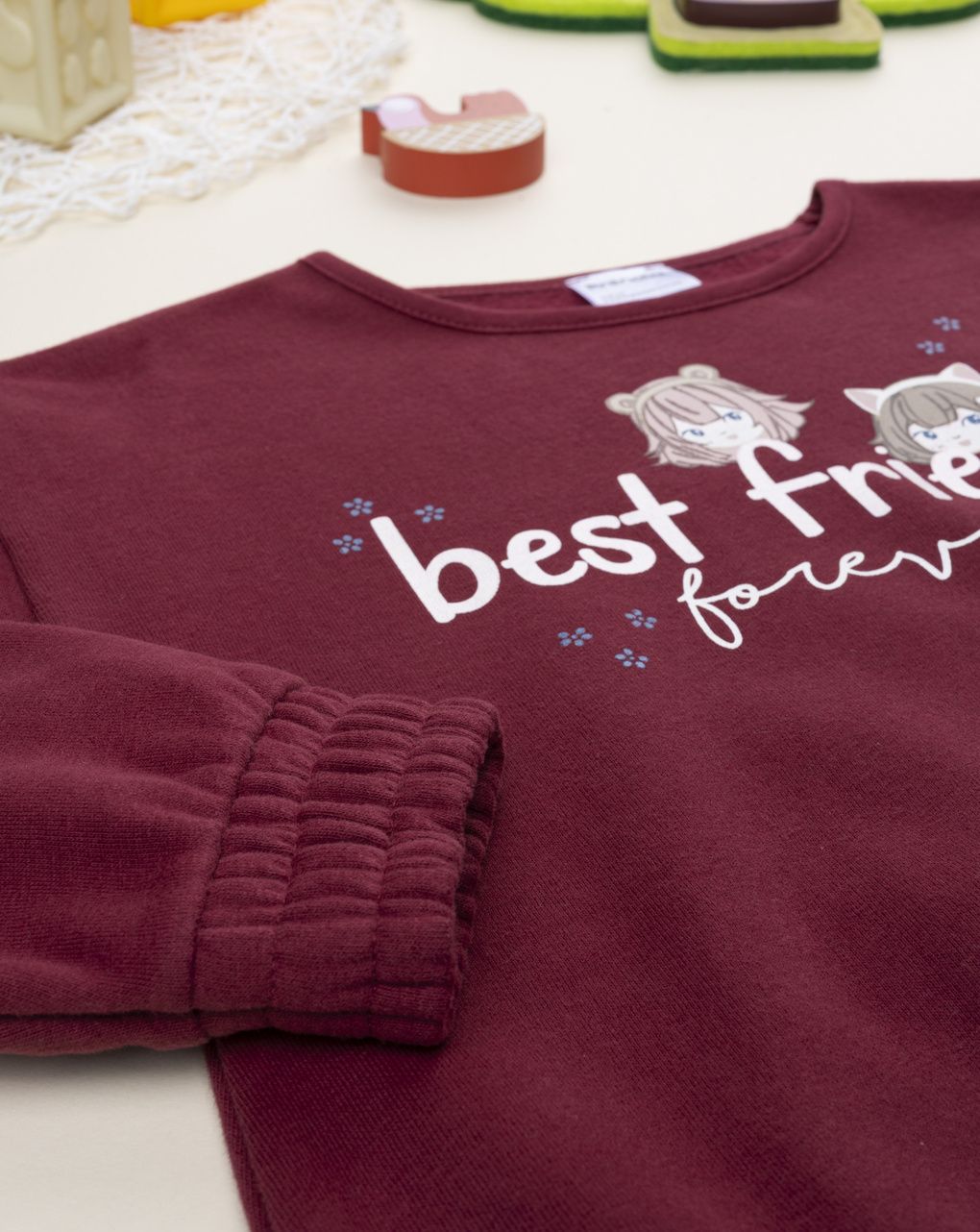 Felpa bambina bordeaux best friends