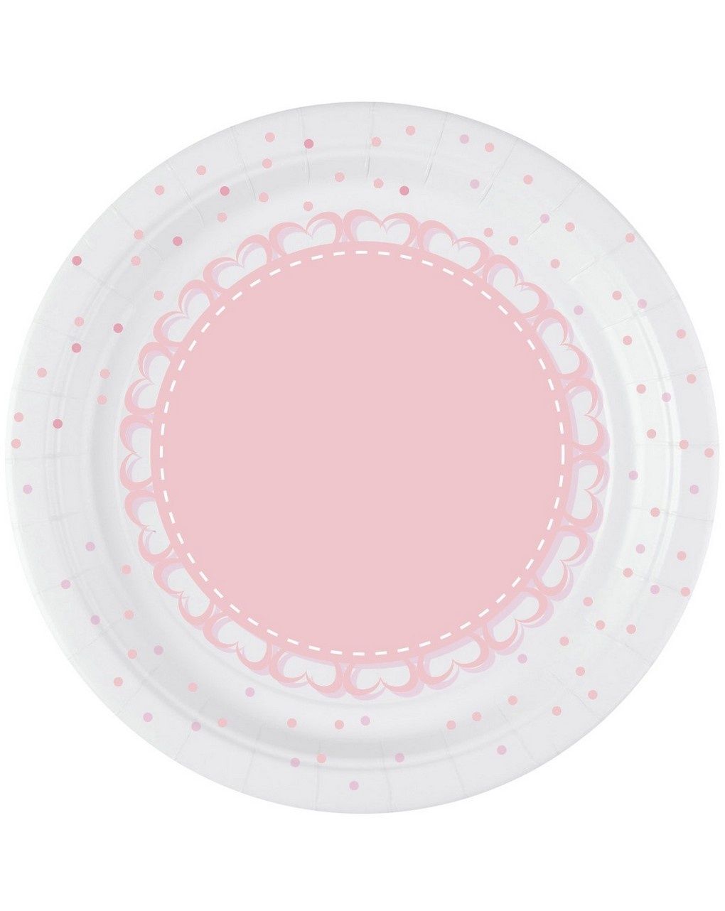 Piatto carta 18 cm - 8 pezzi - baby cuori rosa