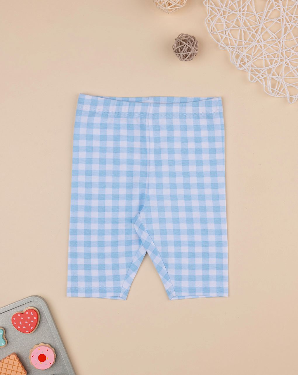 Legging bimba riquadri azzurri