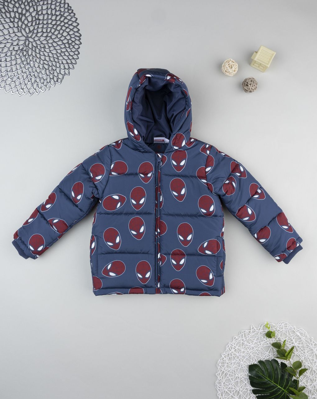 Piumino blu bambino spiderman allover