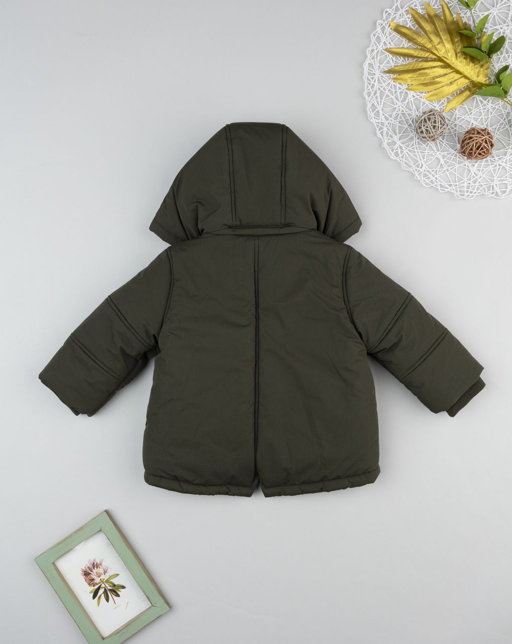 Piumino bimbo verde finto pelo