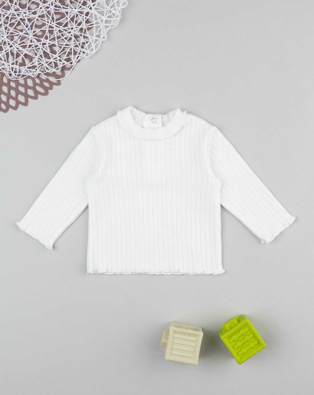 Lupetto coste bimba bianco