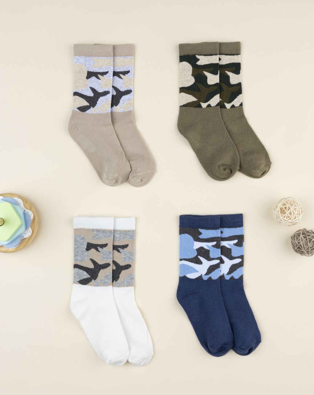 Pack 4 calze bambino camouflage
