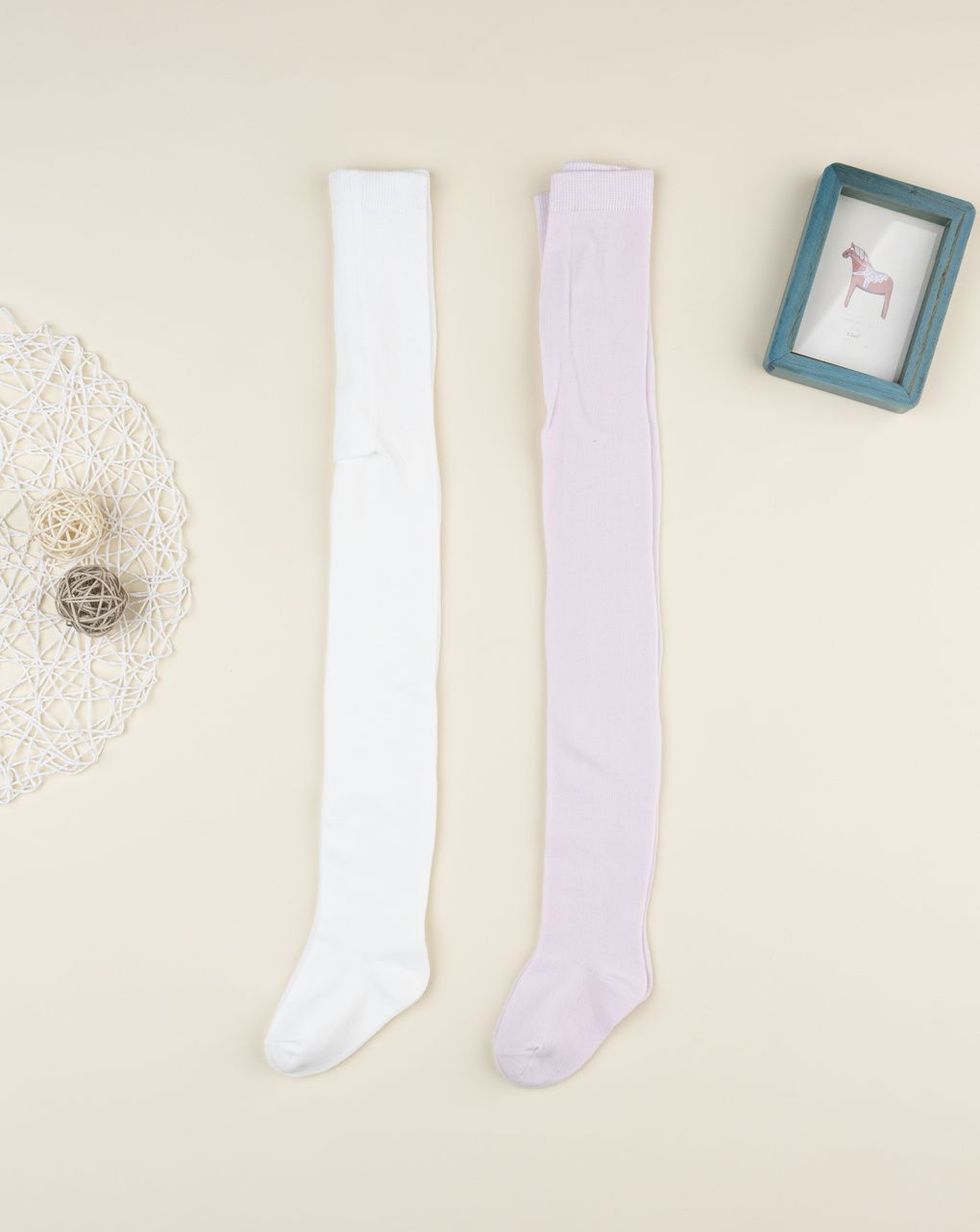 Pack 2 collant bambina panna/rosa