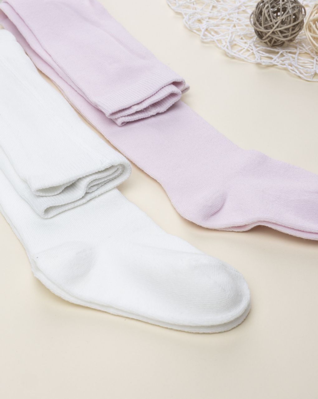 Pack 2 collant bambina panna/rosa