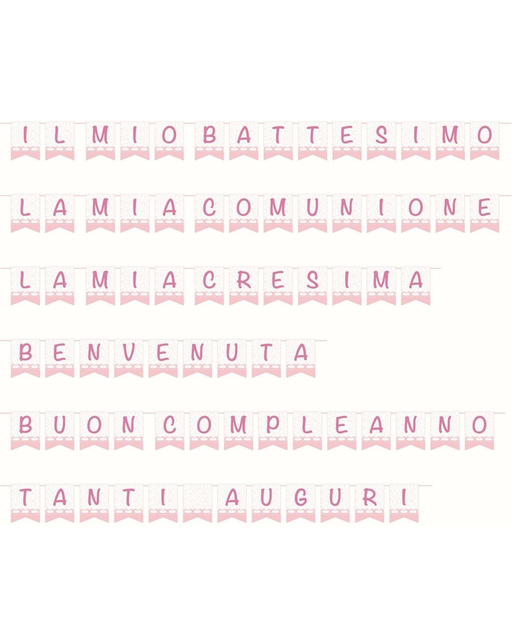 Festone 33 bandiere carta 15x20 cm - baby rosa