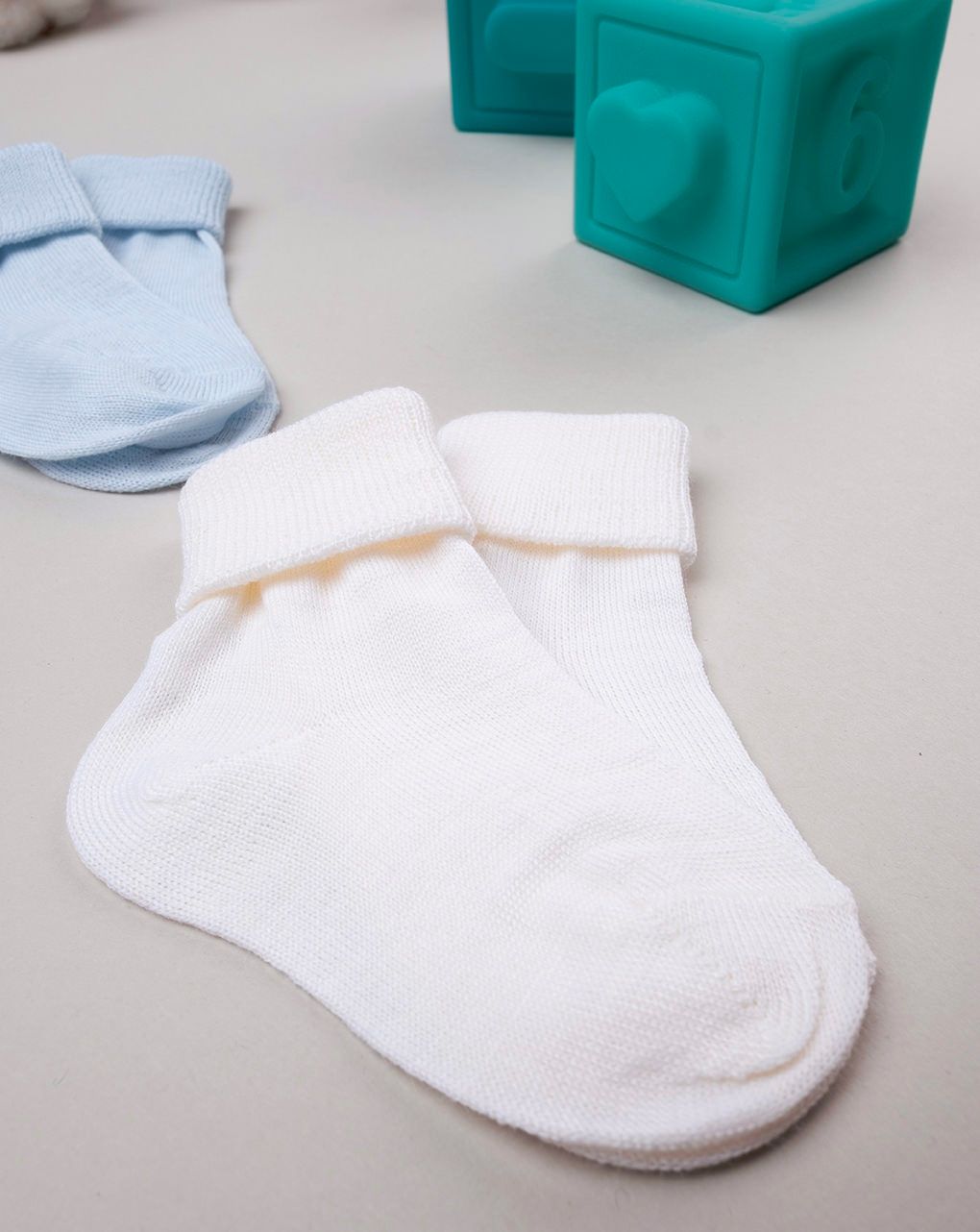Pack 2 calze neonato bianco/azzurro