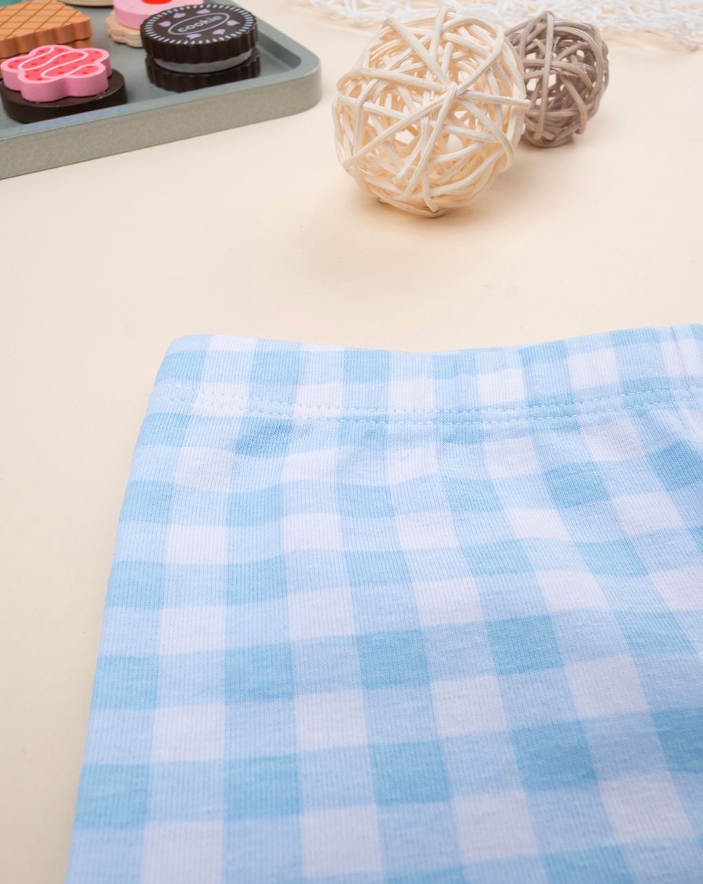 Legging bimba riquadri azzurri