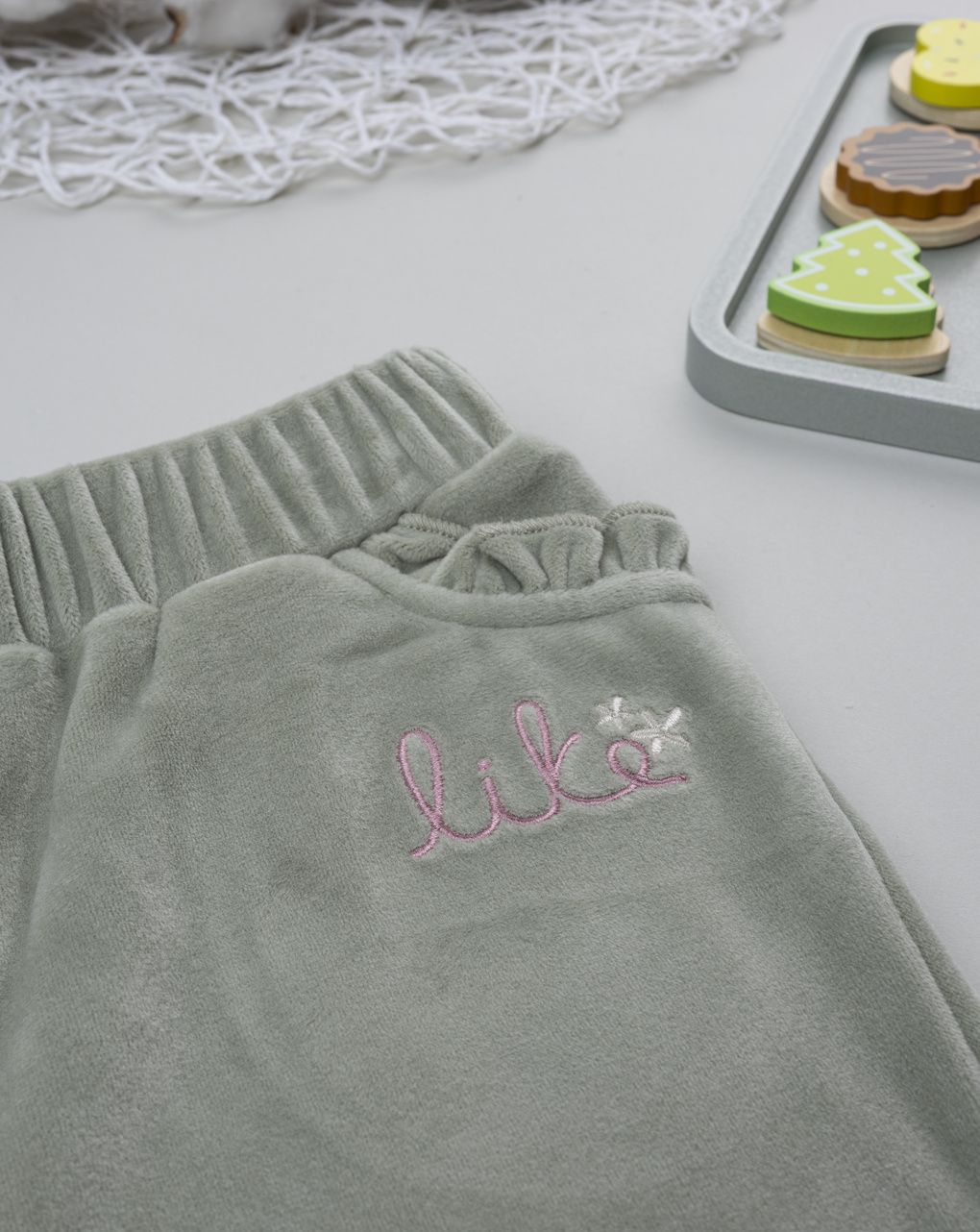 Pantalone ciniglia bimba verde