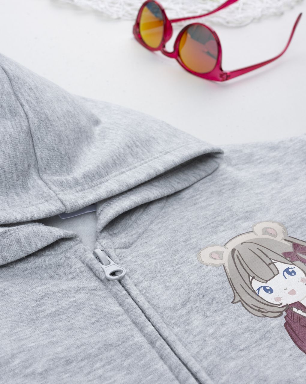 Completo jogging felpato bimba grigio/bordeaux