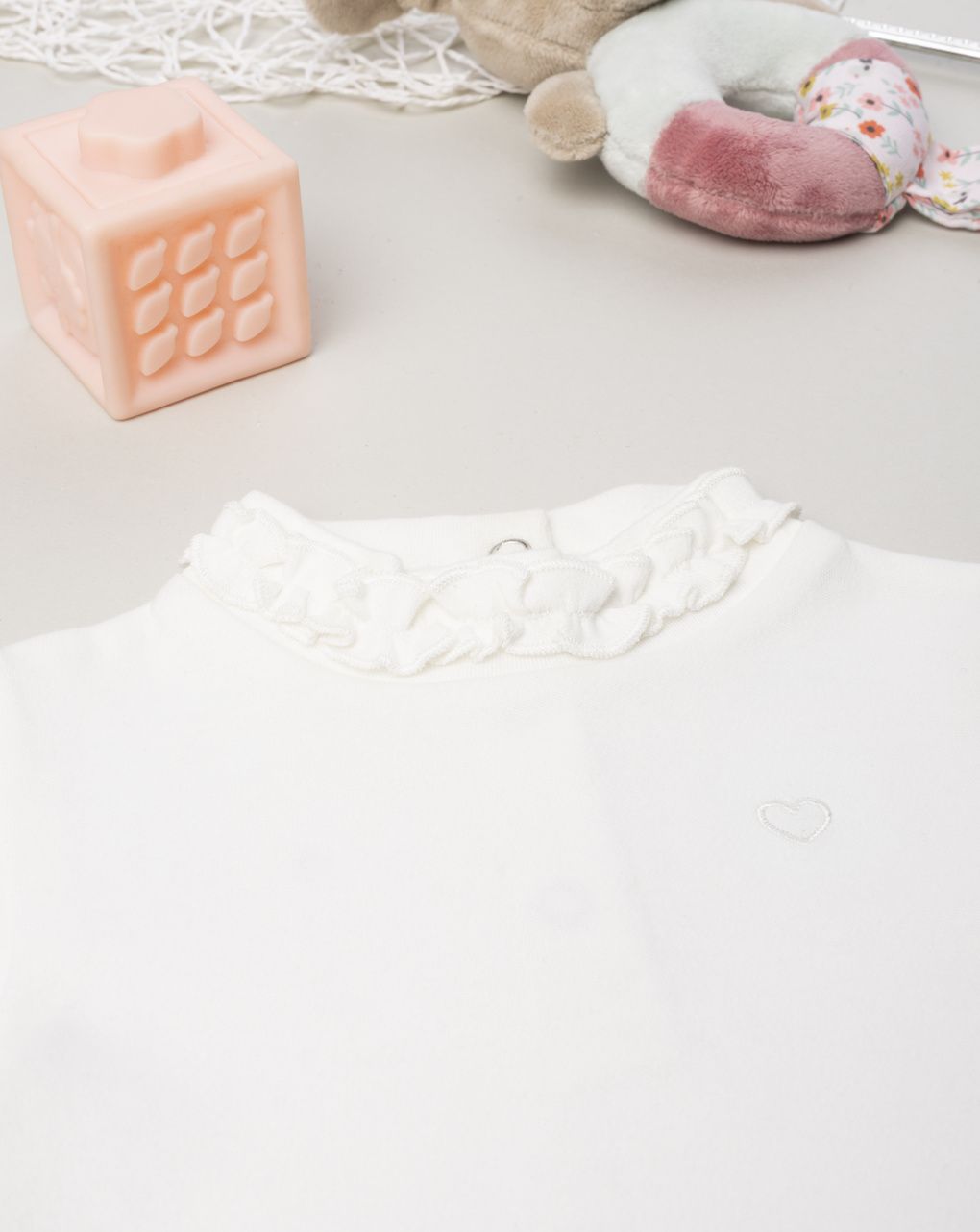 Body bimba bianco frill al collo