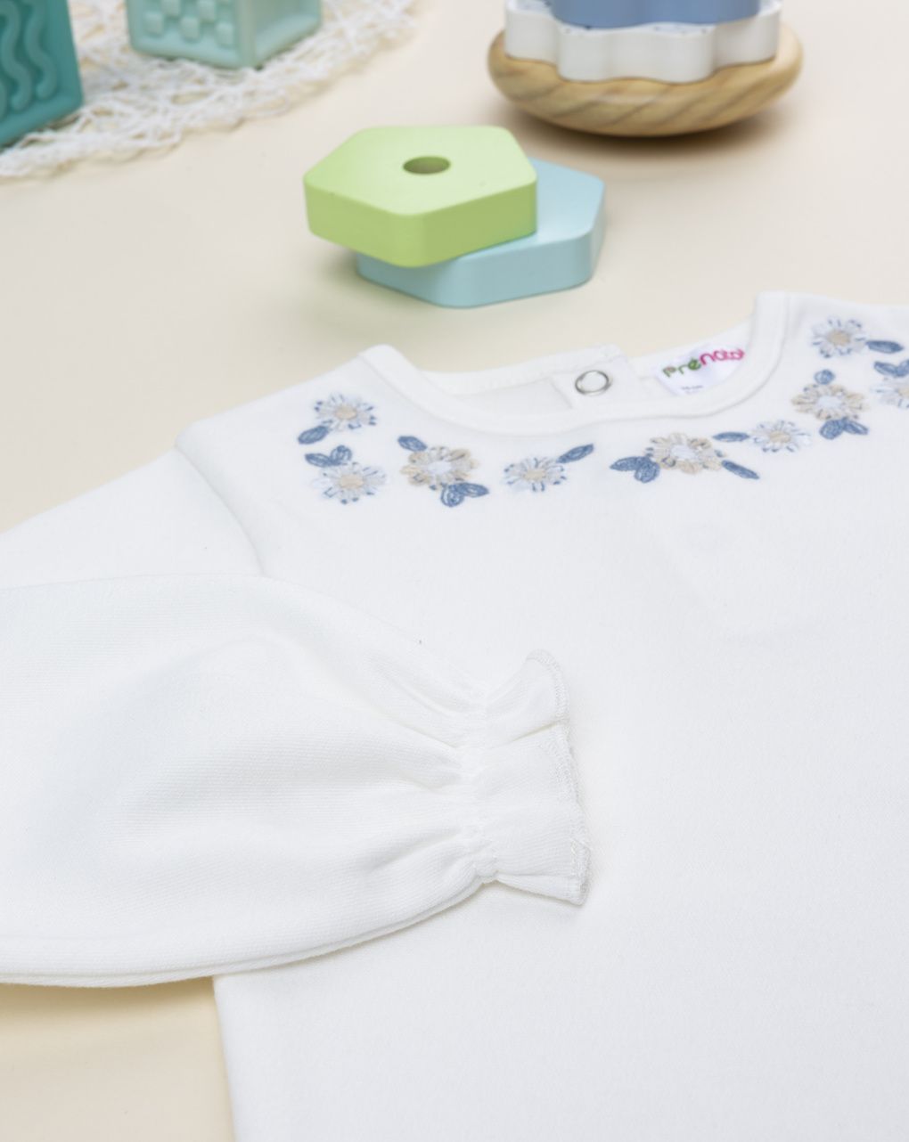 Body bimba bianco ricamato