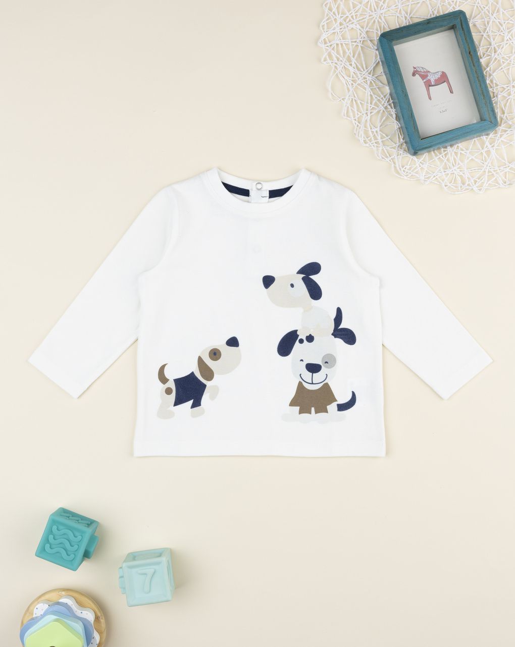 T-shirt bimbo bianca stampa cani