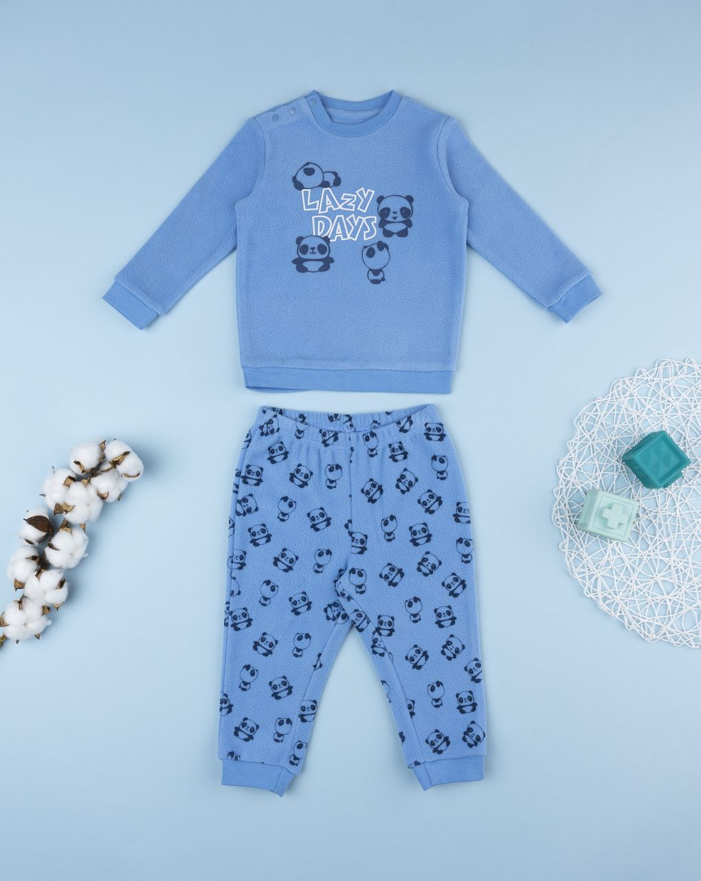 Pigiama bimbo azzurro pile panda