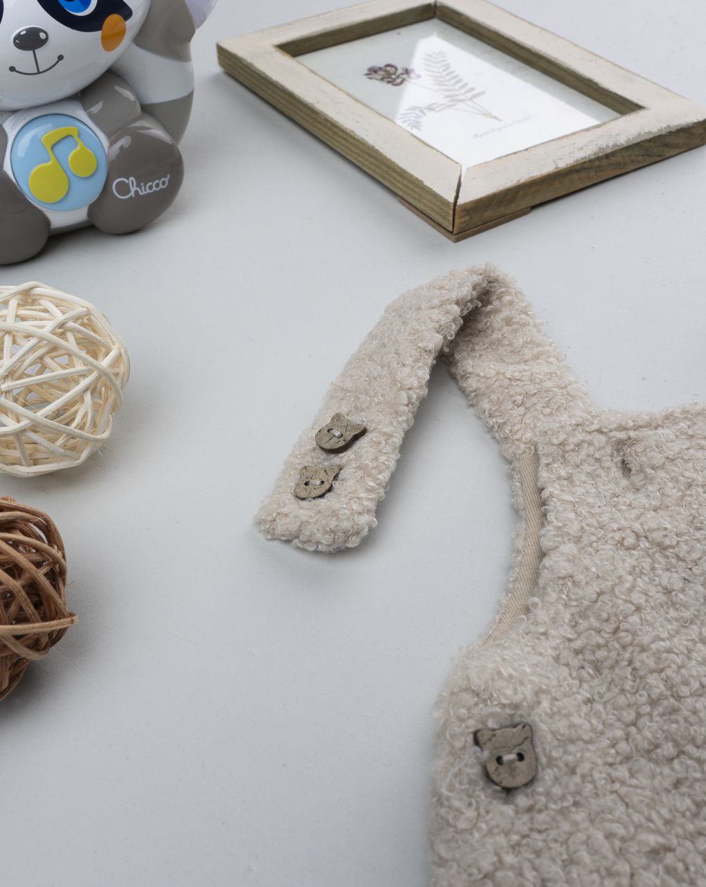 Salopette neonato beige orsetto