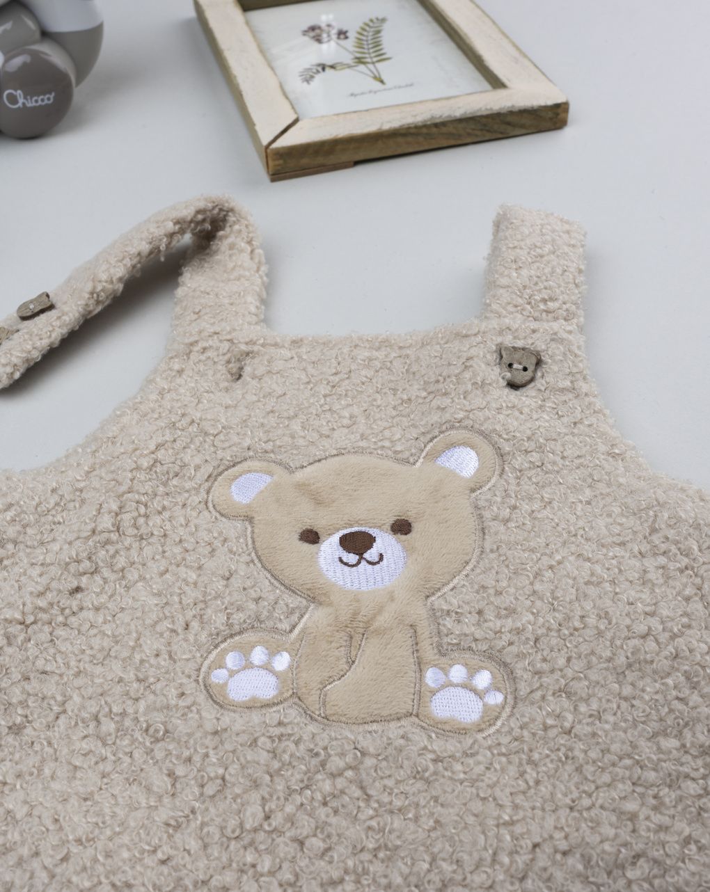 Salopette neonato beige orsetto