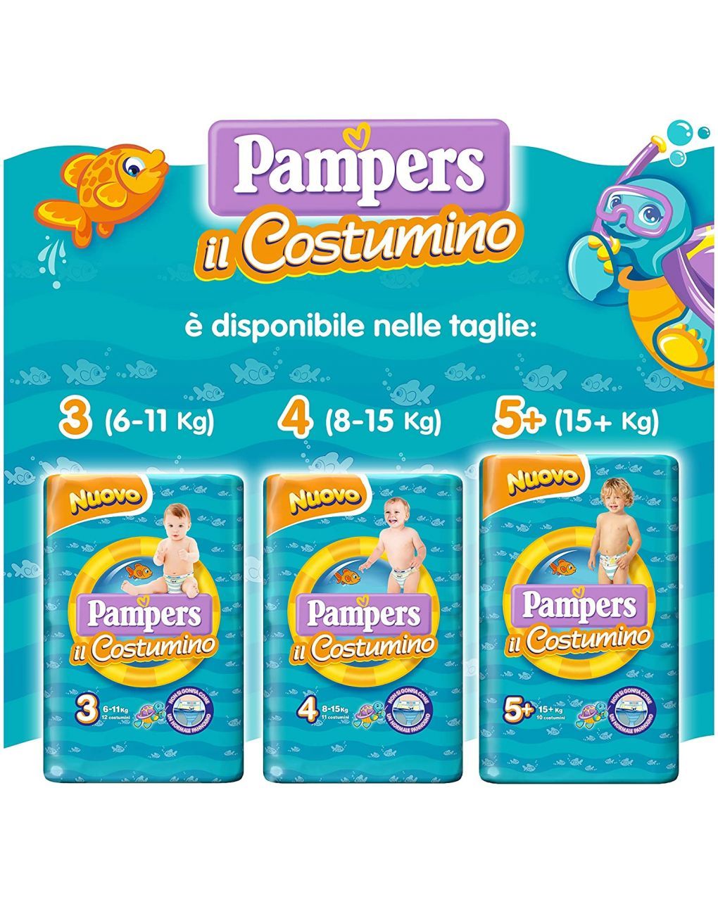 Pampers il costumino taglia 4-5 (8-15 kg) – 11 pz