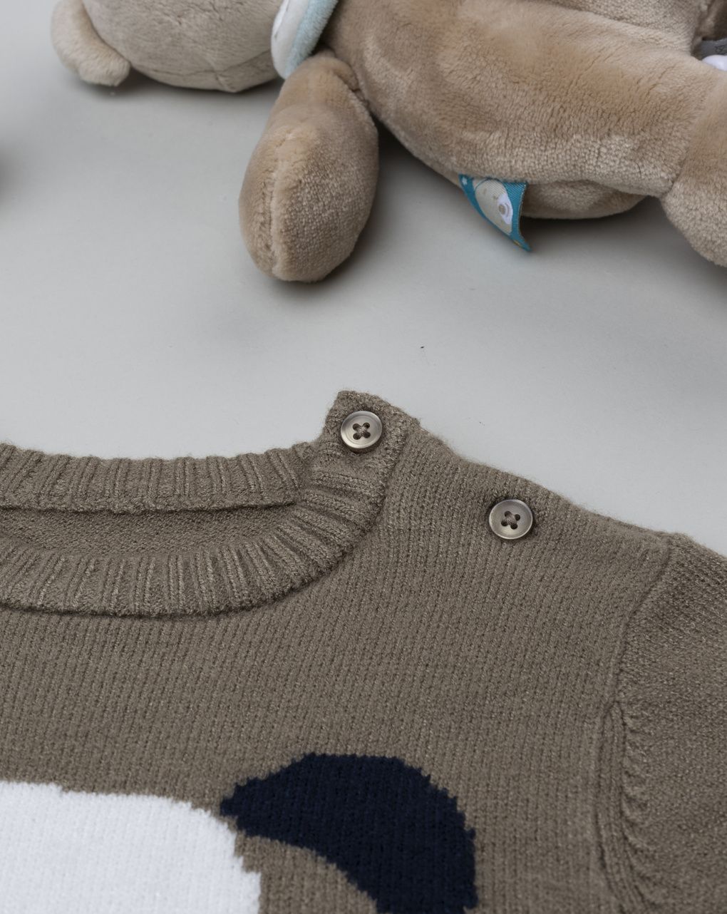 Maglia tricot bimbo marrone cagnolino