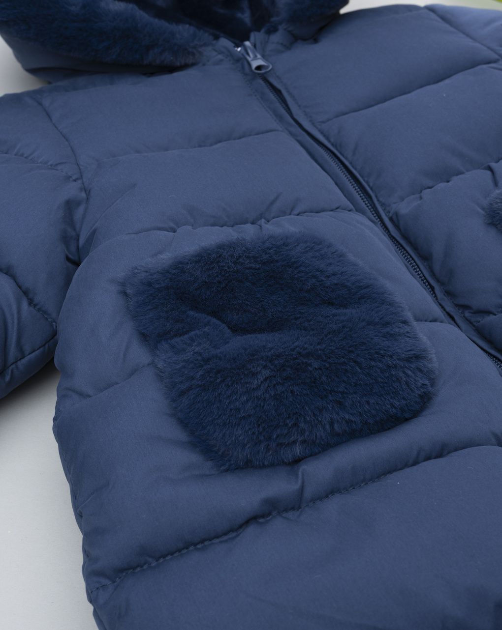 Cappotto bimba blu con fake fur