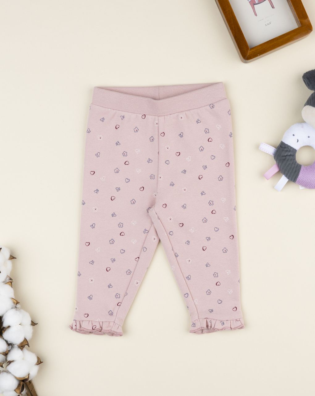 Pantalone neonata rosa cuori