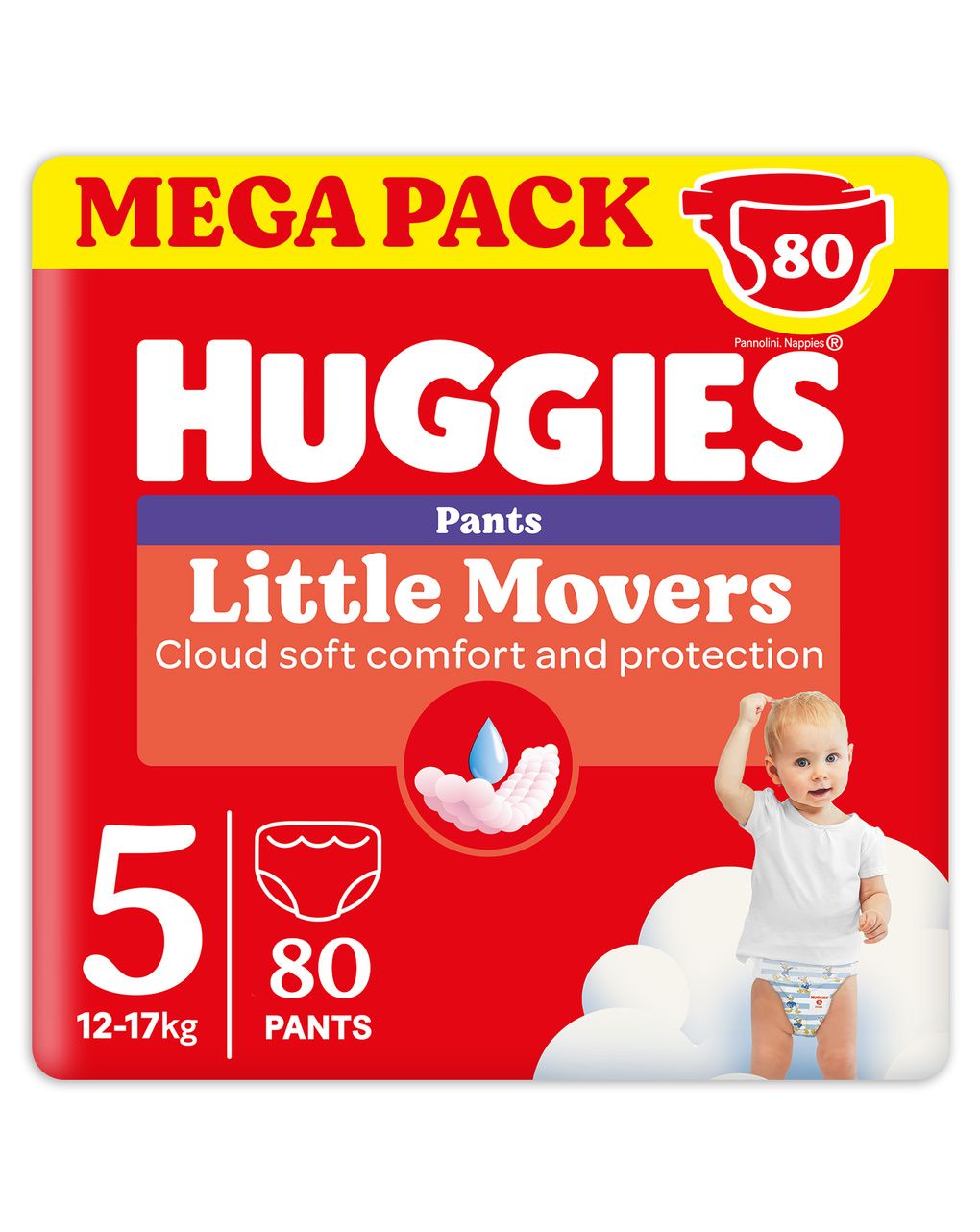Pannolini little movers mutandina megapack tg.5 - 80 pezzi - huggies