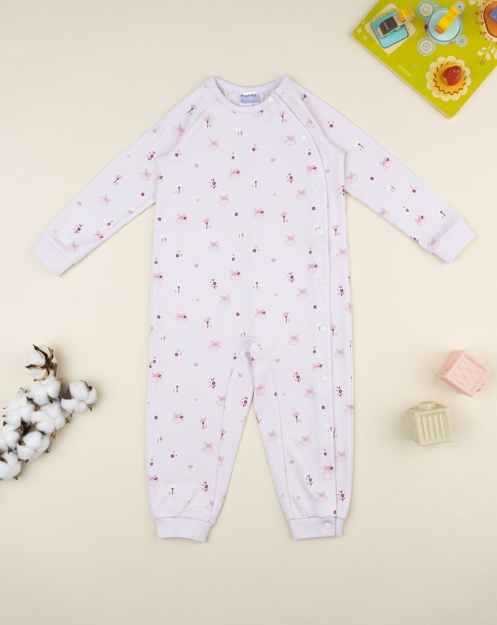 Pigiamone bimba rosa volpi allover