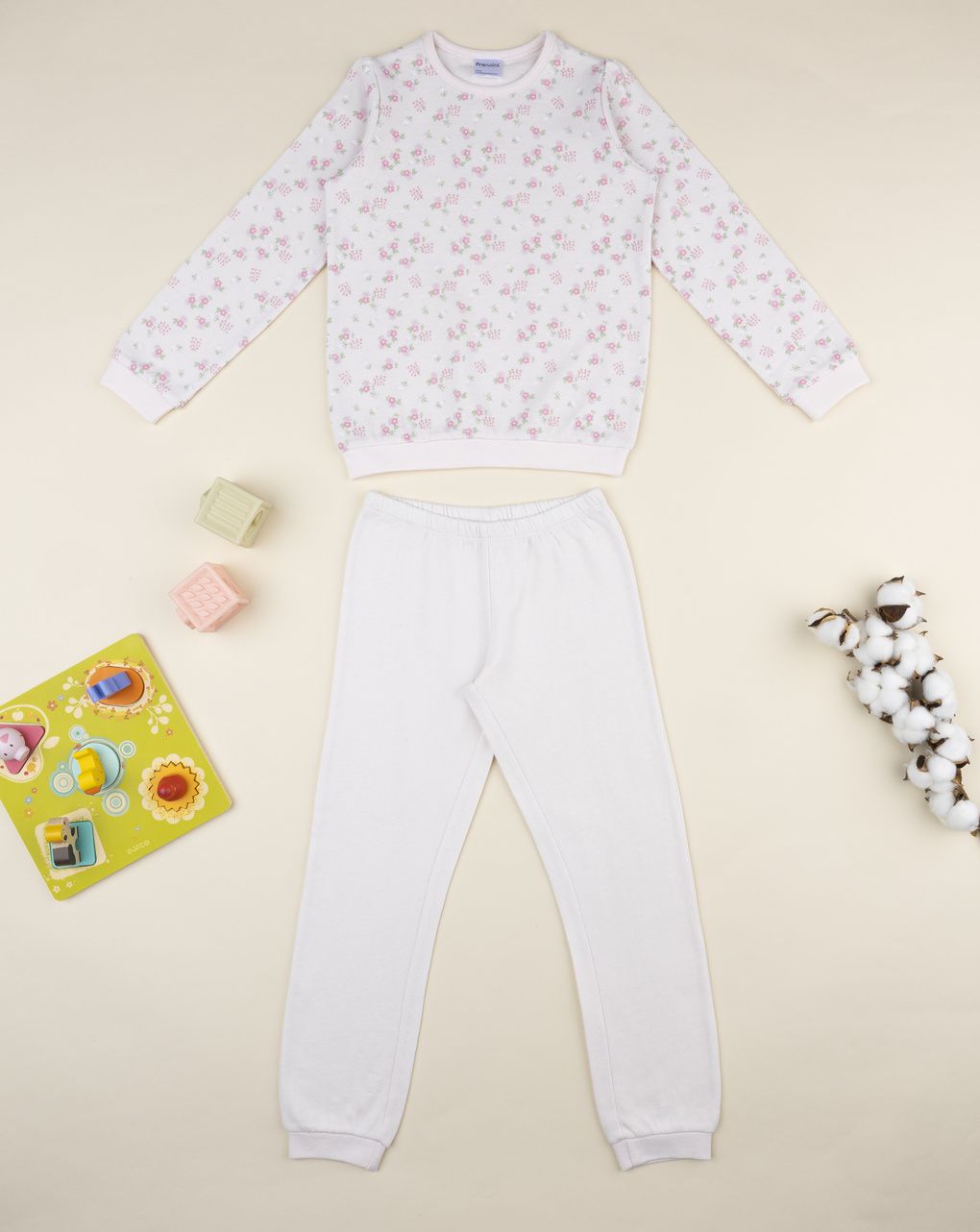 Pigiama lungo bambina fiori allover