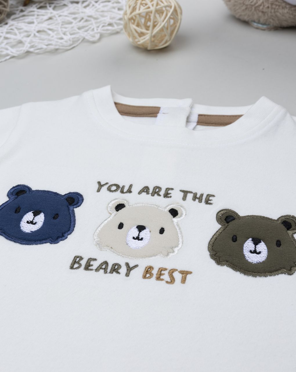 T-shirt bimbo bianca patch 3 orsi