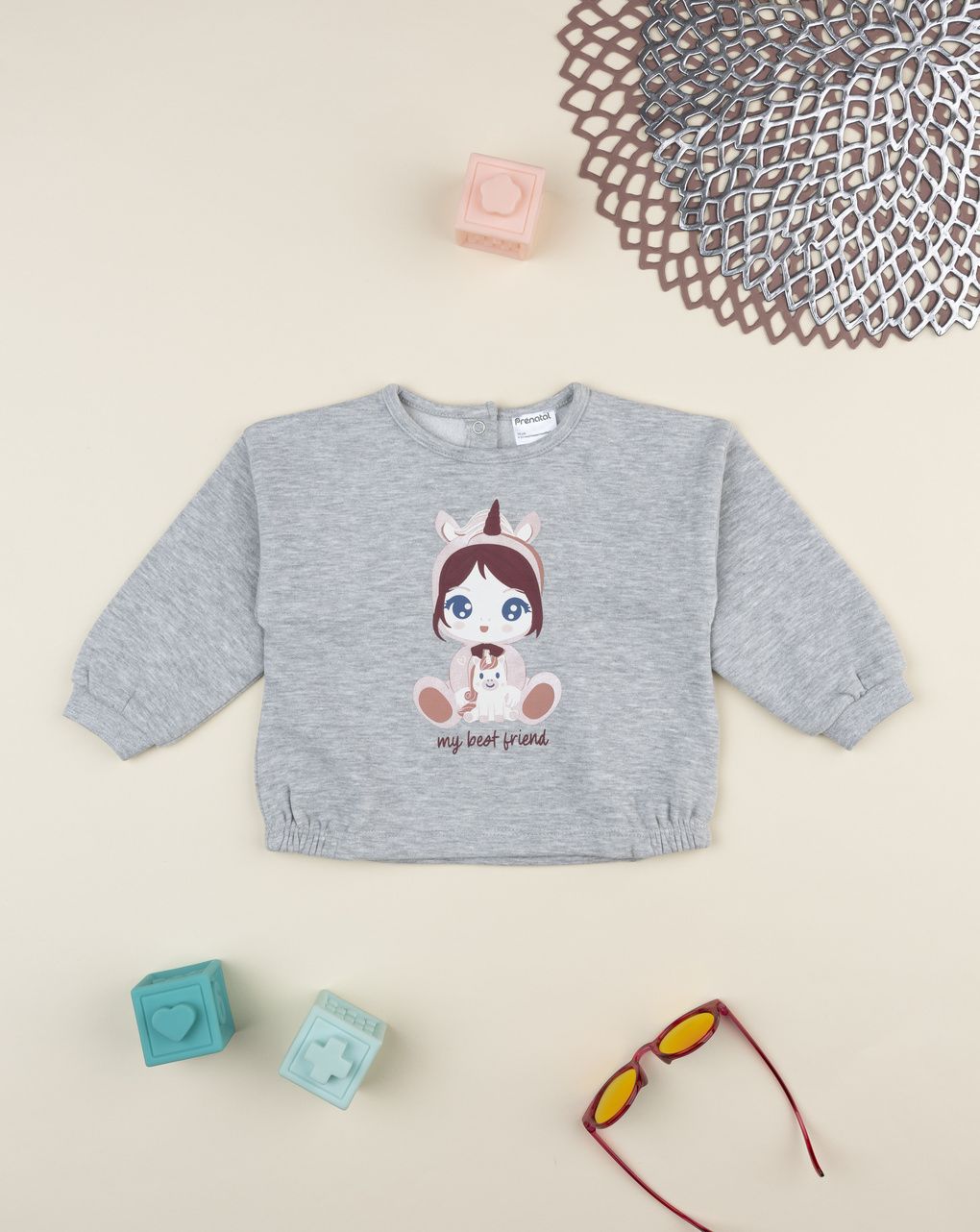 Felpa bimba grigia stampa